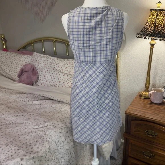 Y2K Blue Plaid Mini Dress - Picture 6 of 11